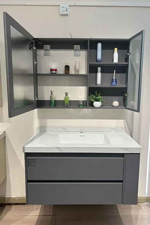 Multi-Layer Solid Wood Bathroom Vanity with Sintered Stone Basin