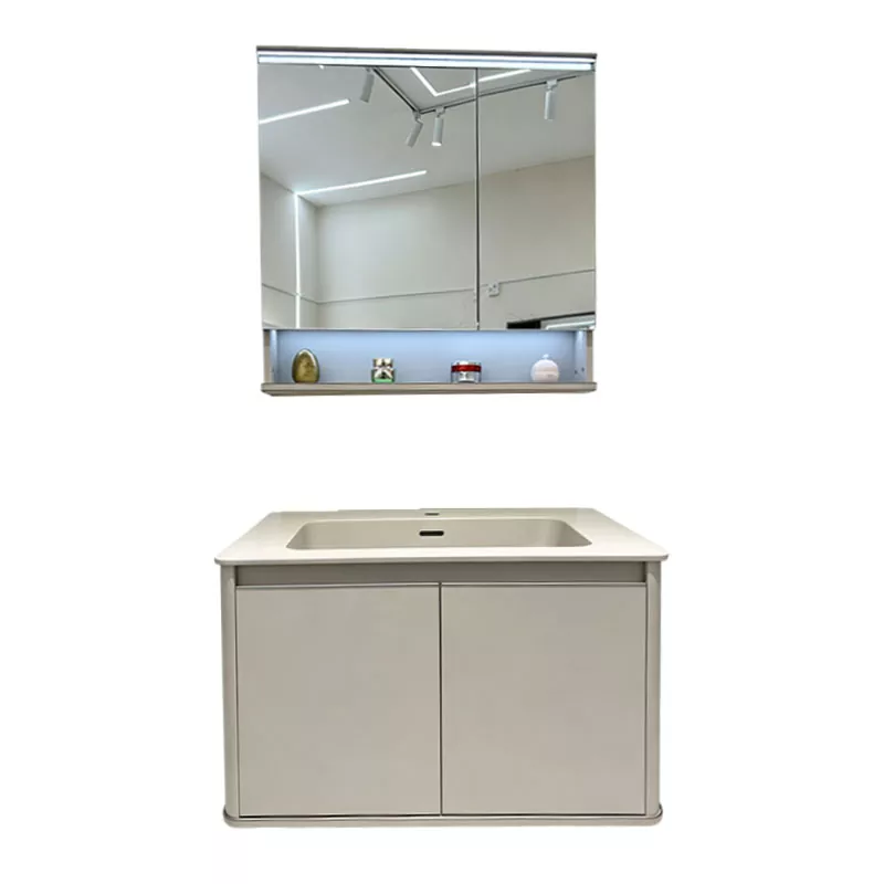 Vanité de salle de bain minimaliste multicouche en bois massif