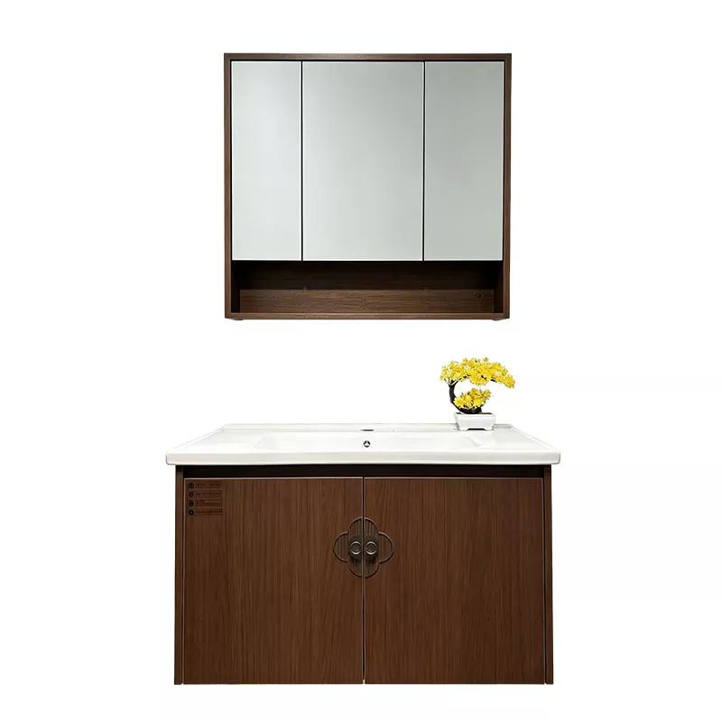 Vanité de salle de bain multicouche en bois massif pour locations de vacances